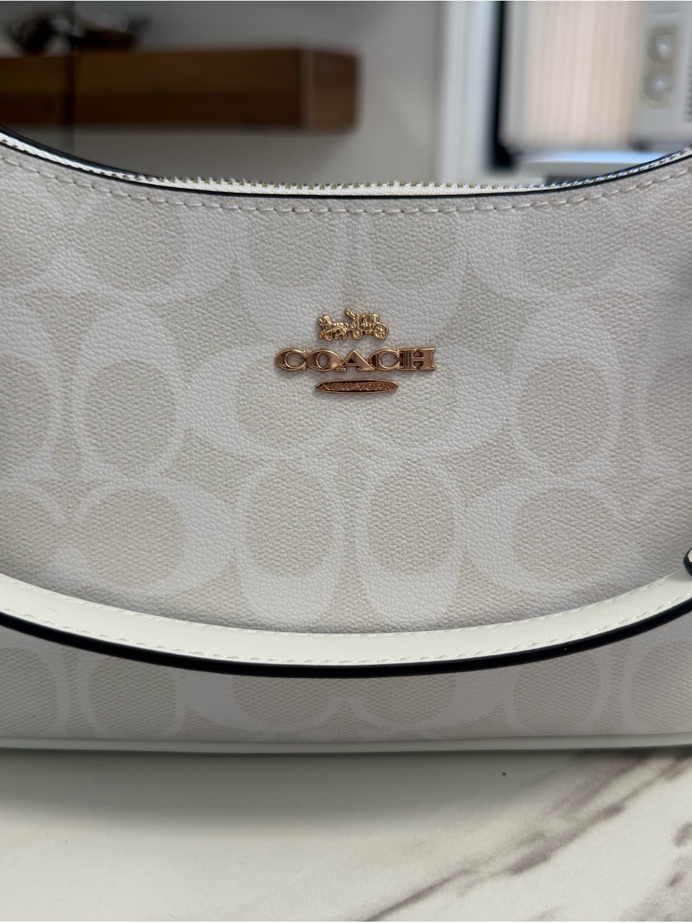 & Other Stories Cream Shoulder Bag with Gold-Tone Accent